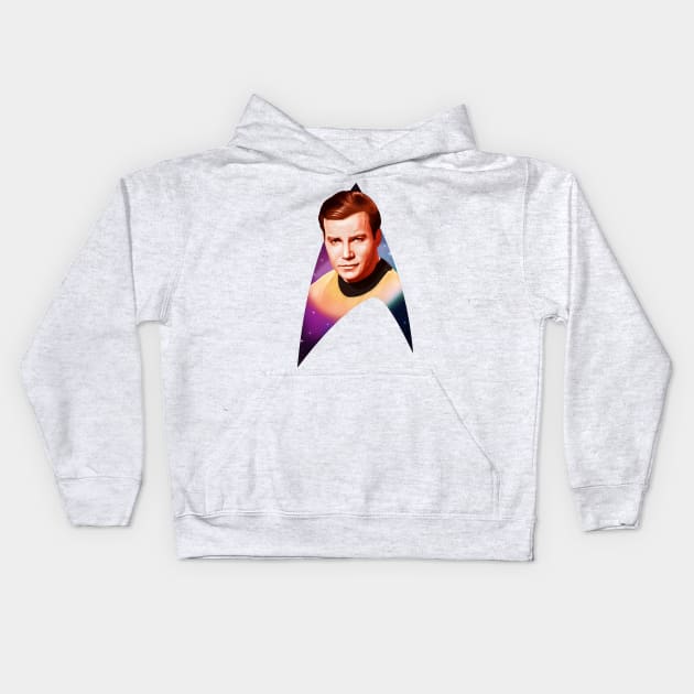 Captain Kirk Kids Hoodie by TomWalkerArt